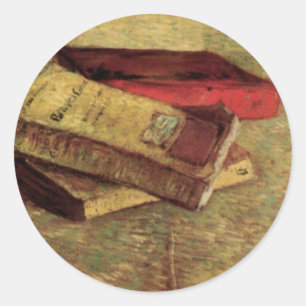 Sticker Rond Still Life with Three Books par Vincent van Gogh