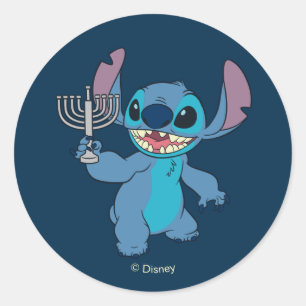 Sticker Rond Stitch   Bonne Hanoukka