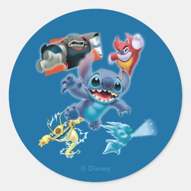Sticker Rond Stitch et ses amis (Devant)