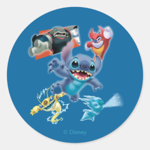 Sticker Rond Stitch et ses amis