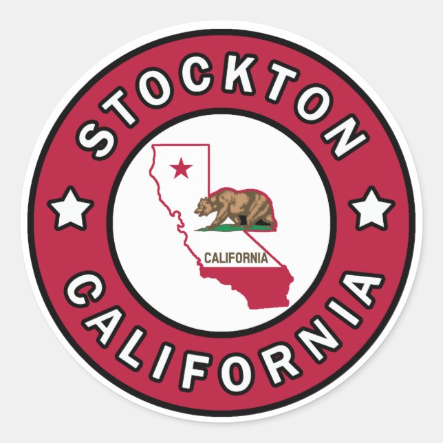 Sticker Rond Stockton, Californie (Devant)