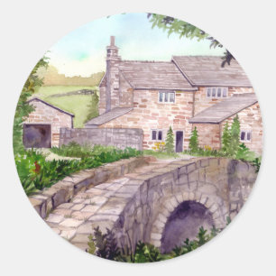 Sticker Rond Stone Bridge Watercolor