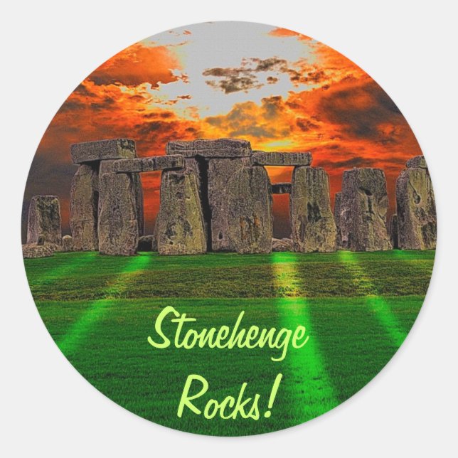 Sticker Rond Stonehenge Standing Stones au coucher du soleil (Devant)