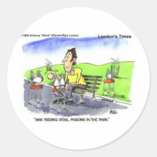Sticker Rond Stool Pigeons Drôle Cadeaux Tee - shirts et Objets
