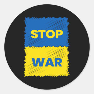 Sticker Rond Stop à la guerre - Sauvez l'Ukraine - Arrêtez la g