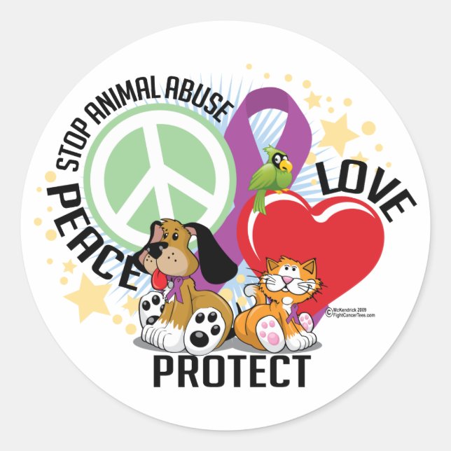 Sticker Rond Stop Animal Abuse PLP (Devant)