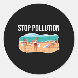 Sticker Rond Stop Pollution Plastic Sea De l'environnement Prot
