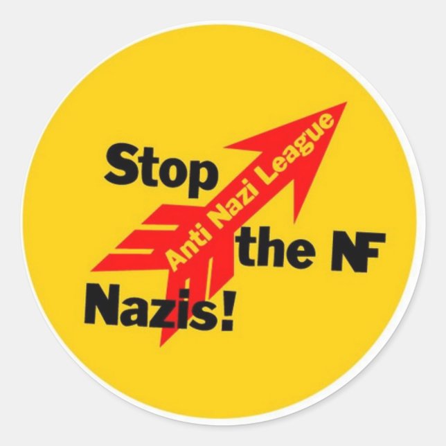 Sticker Rond Stop the National Front Nazis ! (Devant)