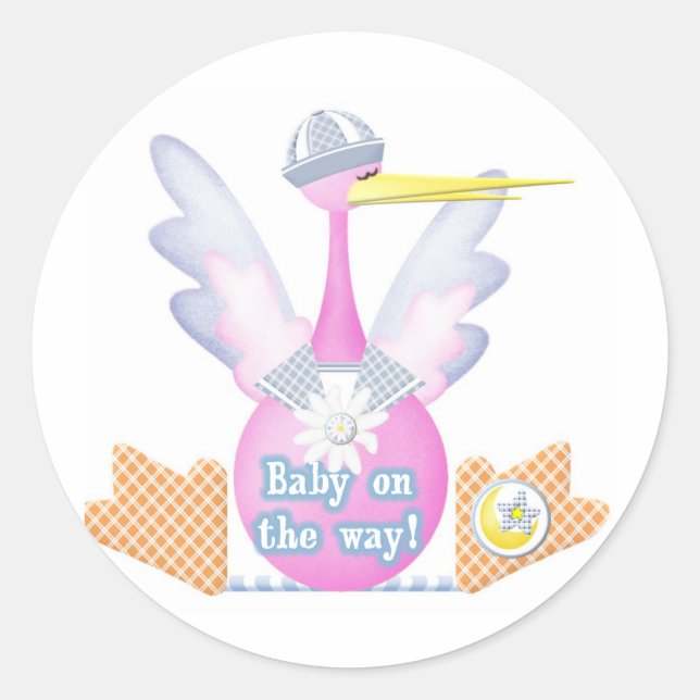Sticker Rond Stork Baby sur le chemin (Devant)
