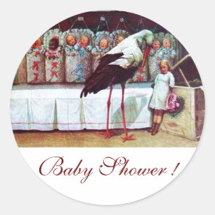 Sticker Rond STORK BÉBÉ GARÇON DOUCHE 3 blanc