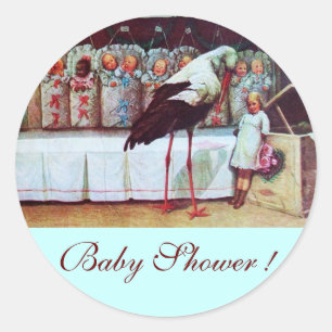 Sticker Rond STORK BÉBÉ GARÇON DOUCHE 3 bleu