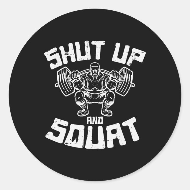 Sticker Rond Stout d'entraînement Squat Funny Gym Powerlift Jou (Devant)