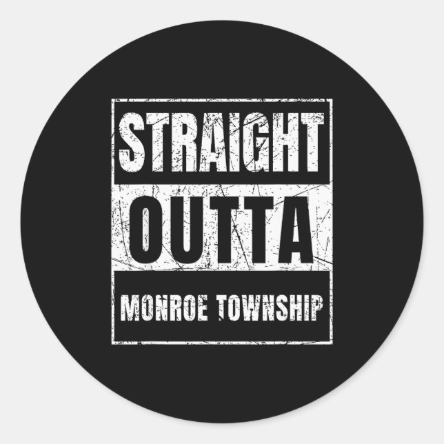 Sticker Rond Straight Outta Monroe Township New Jersey  (Devant)