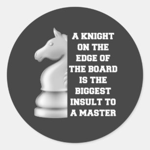 Sticker Rond Stratégie d'échecs Chevalier blanc Puissance Puiss