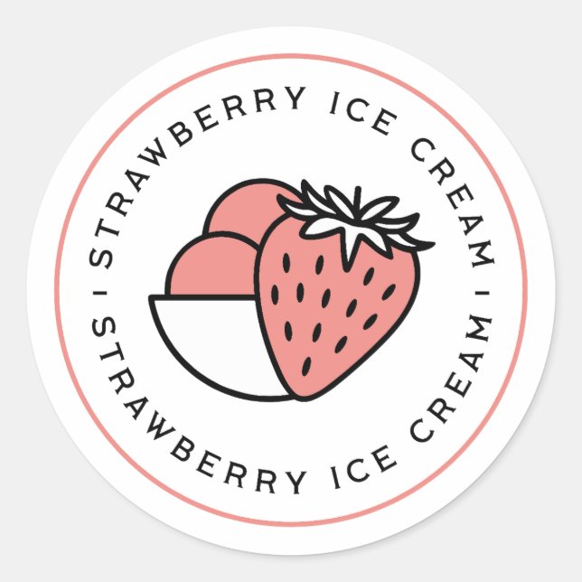 Sticker Rond Strawberry ice cream flavor (Devant)