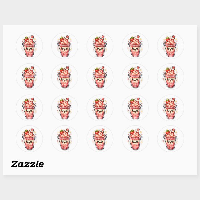 Sticker Rond Strawberry Ice Tea (Feuille)