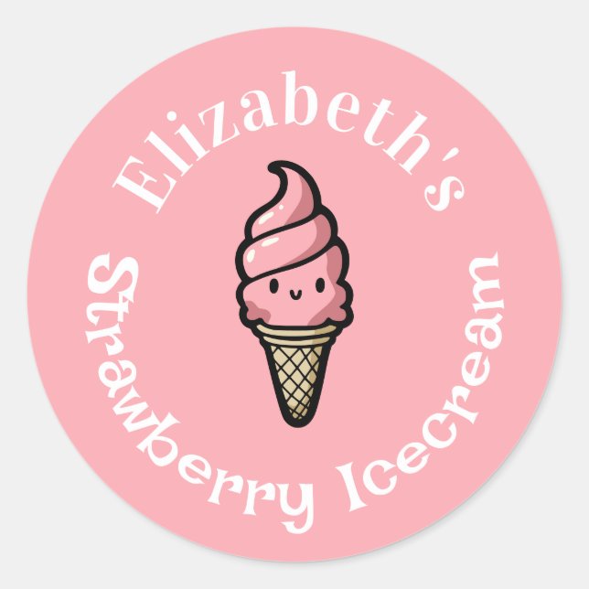 Sticker Rond Strawberry Icecream (Devant)