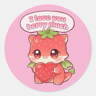 Sticker Rond Strawberry Valentine
