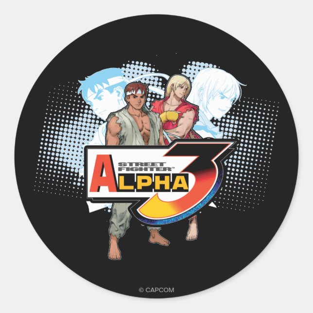 Sticker Rond Street Fighter Alpha 3 Ken & Ryu (Devant)