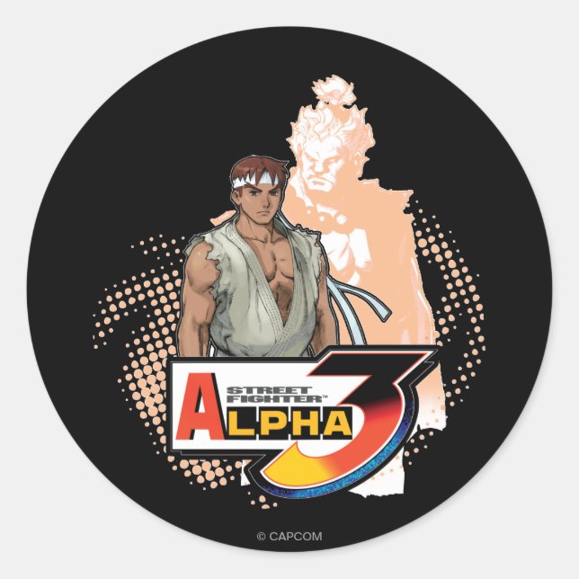 Sticker Rond Street Fighter Alpha 3 Ryu & Akuma (Devant)