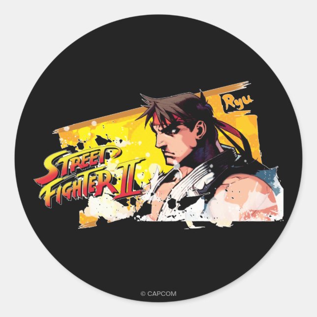 Sticker Rond Street Fighter II Ryu (Devant)