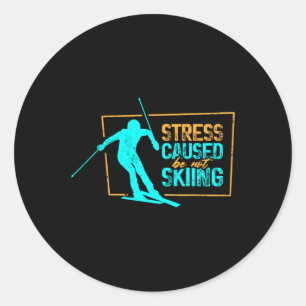 Sticker Rond Stress Causé Ne Pas Skier Sports D'Hiver Skier Sk