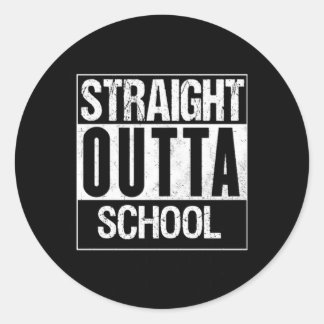 Sticker Rond Stright Outta School 1