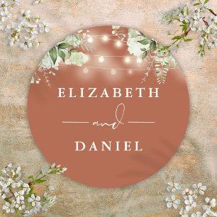 Sticker Rond String Lights Floral Terracotta Mariage Faveur