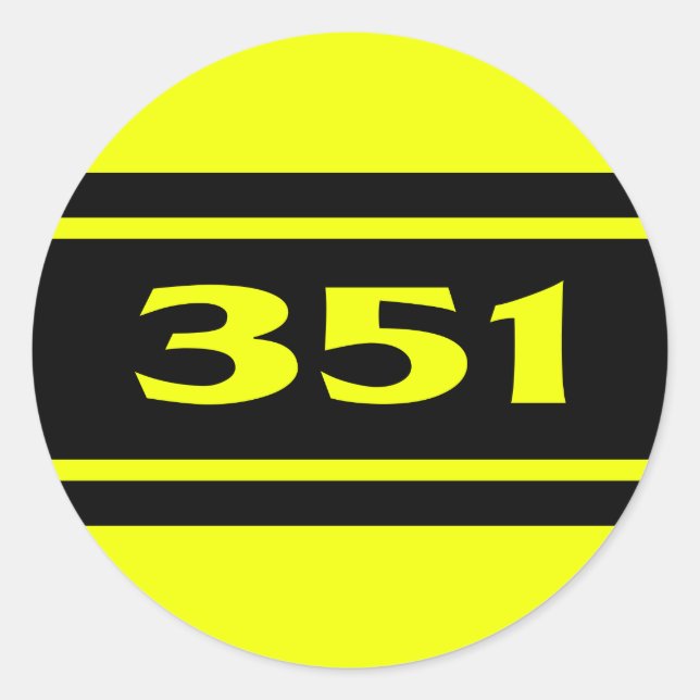 Sticker Rond Stripes de course noire jaune 351 Moteur (Devant)