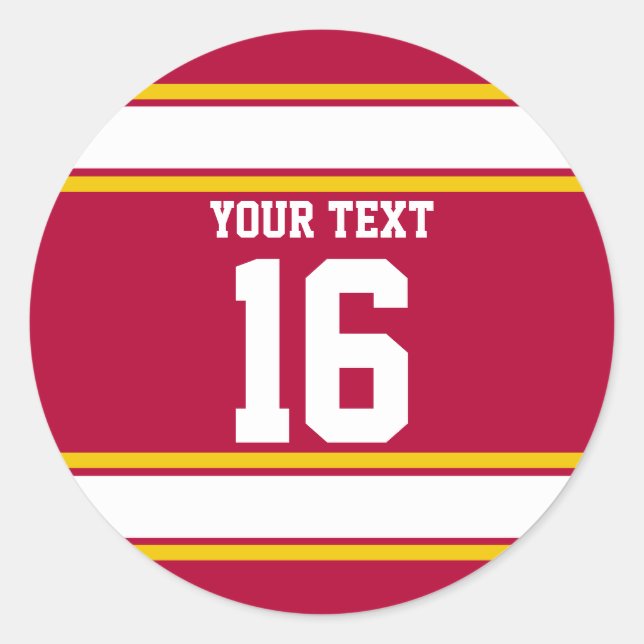 Sticker Rond Stripes Sport Rouge et Or Personnalisées (Devant)