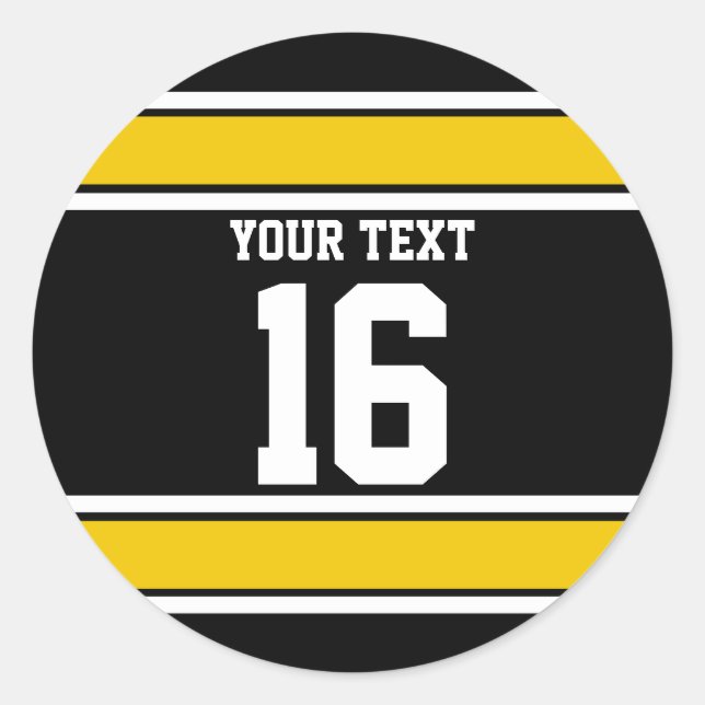 Sticker Rond Stripes sportives personnalisées Noir et Or (Devant)