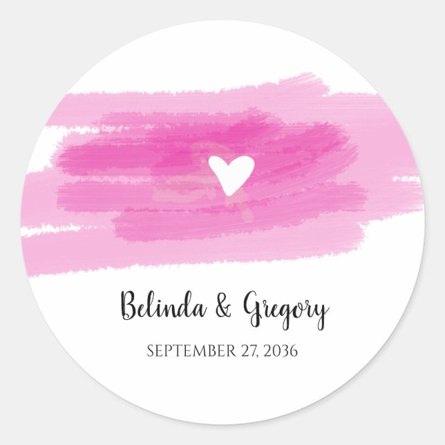 Sticker Rond Strokes de peinture simple et Mariage cardiaque (Devant)