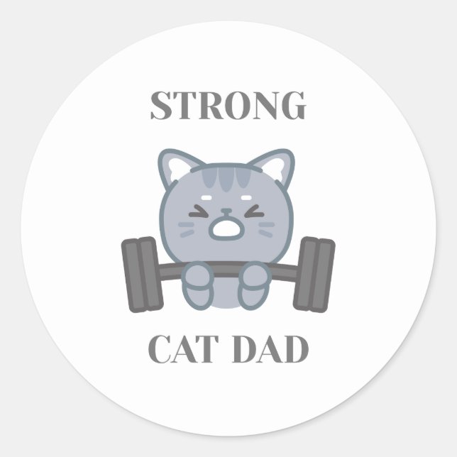 Sticker Rond Strong Cat Dad (Devant)
