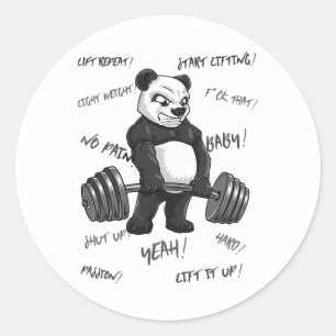 Sticker Rond Strong Panda Deadlift Chemise Homme Bodybuilder Be