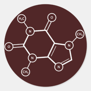 Sticker Rond Structure moléculaire C8H10N4O2