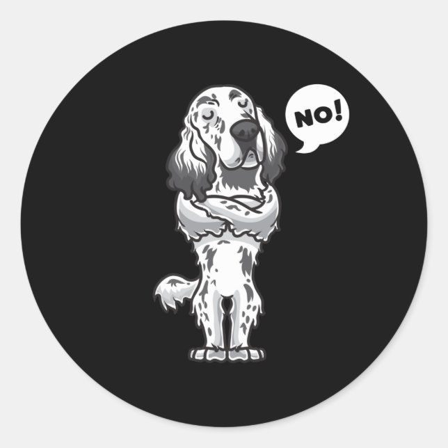Sticker Rond Stubborn Anglais Setter Dog drôle (Devant)