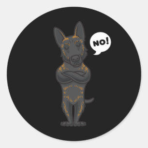 Sticker Rond Stuborn Hollandse Herdershond Dog Funny Chien Fan