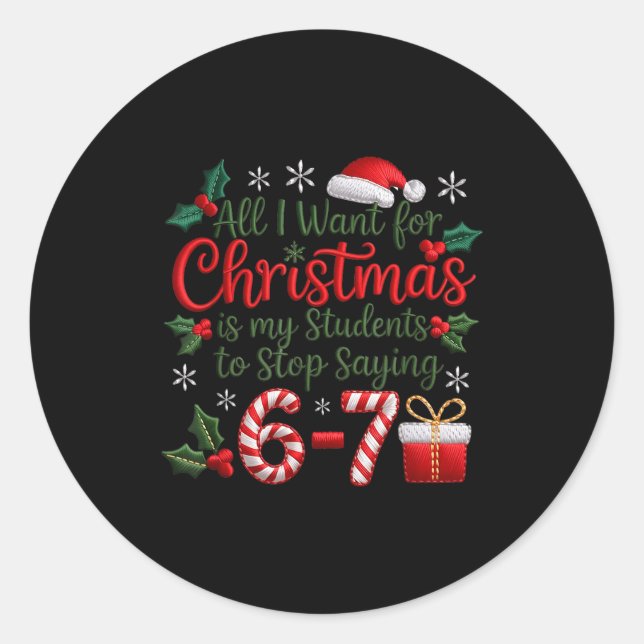 Sticker Rond Students Saying 6-7 67 Six Seven Funny Teachers Ch (Devant)
