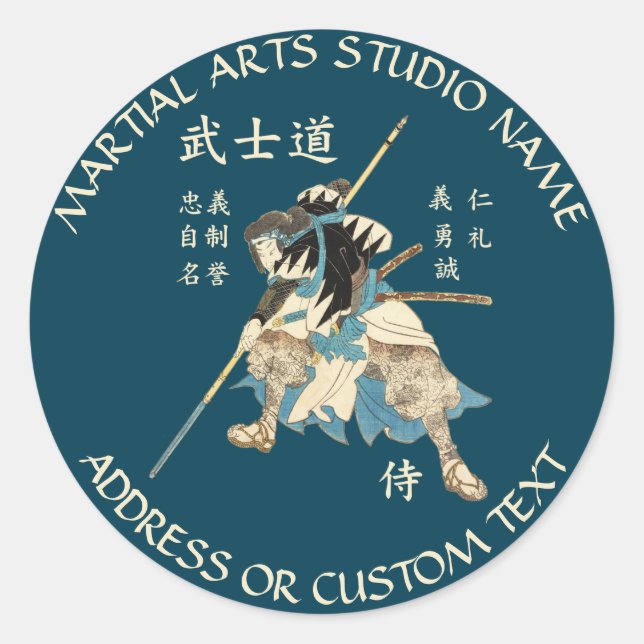 Sticker Rond Studio de Martial Arts Karaté Taekwondo Jiu-jitsu (Devant)