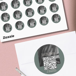 Sticker Rond Studio de photo de cheveux élégant moderne vert ma