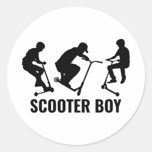 Sticker Rond Stunt Scooter Boy Freestyle Scootering Rider