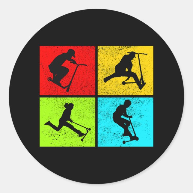 Sticker Rond Stunt Scooter Freestyle Scootering Rider (Devant)
