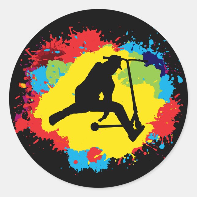 Sticker Rond Stunt Scooter Freestyle Scootering Rider (Devant)