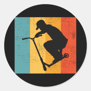 Sticker Rond Stunt Scooter Freestyle Scootering Rider Retro