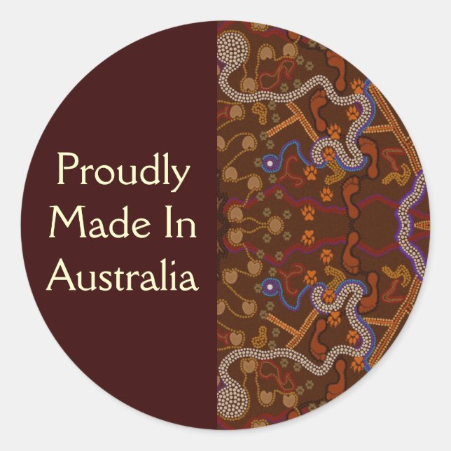 Sticker Rond Style aborigène australien Walkabout Art Design (Devant)