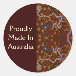 Sticker Rond Style aborigène australien Walkabout Art Design