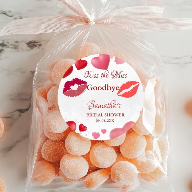 Sticker Rond Stylé Baiser Adieu aux Lèvres Rouges Enterrement d (Créateur téléchargé)