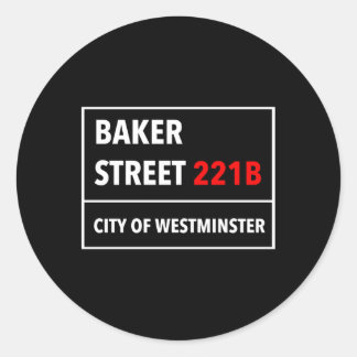 Sticker Rond Style Baker 221B Street D'Un Londres Royaume-Uni W