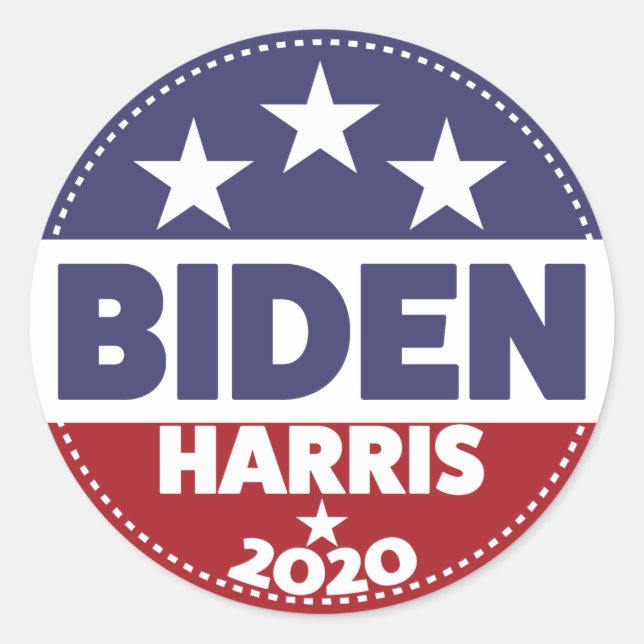 Sticker Rond Style Biden Harris 2020 Bouton (Devant)
