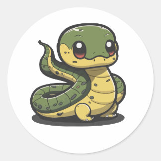 Sticker Rond style caricature autocollante anaconda